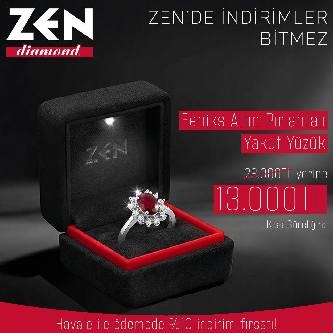 Feniks Altın Pırlantalı Yakut Yüzük